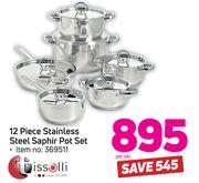 Tissolli 12-Piece Stainless Steel Saphir Pot Set-Per Set