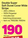 Always Home Double Super Soft Duvet Cover Wide Stripe Includes Two Matching Pillowcases