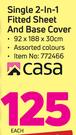 Casa Single 2 In 1 Fitted Sheet & Base Cover