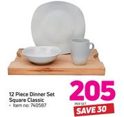 12 Piece Dinner Set Square Classic-Per Set