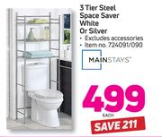 Mainstays 3 Tier Steel Space Saver White Or Silver-Each