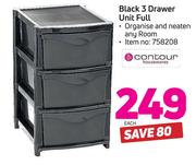 Contour Black 3 Drawer Unit Full