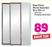 New Dress Mirror Assorted-34 x 124cm Each 