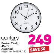 Century Boston Clock 45cm Assorted-Each