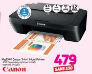 Canon MG2540 Colour 3-In-1 Inkjet Printer