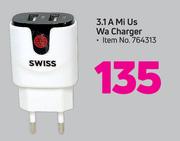 Swiss 3.1A Mi USB Wall Charger