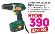 Ryobi 12V Nicad Cordless Drill DRILL HCD-12
