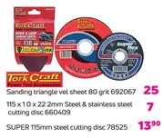 Tork Craft 115 x 10 x 222mm Steel & Stainless Steel Cutting Disc