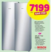 Bosch 246Ltr Freezer Metallic GSN33VI30 Or 326Ltr All Fridge Metallic KSV33NI30-Each