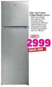 Defy 230Ltr Top Freezer Fridge Metallic DAD241