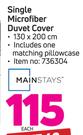 Mainstays Single Microfiber Duver Cover Includes One Matching Pillowcase