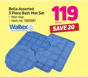 Waltex Bella Assorted 3 Piece Bath Mat Set-Per Set