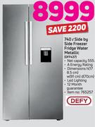 Defy 740Ltr Side By Side Freezer Fridge Water Metallic DFF437