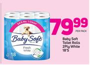 Baby Soft Toilet Rolls 2 Ply White 18’s-Per Pack