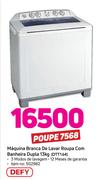 Defy Máquina Branca de Lavar Roupa com Banheira Dupla 13Kg DTT164