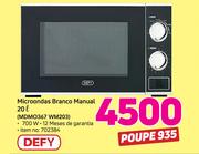 Defy Microondas branco Manual 20Ltr MDM0367 WM203