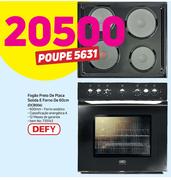 Defy fogão preto de placa sólida e forno de 60cm DCB006