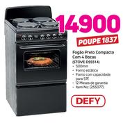 Defy Fogao Preto Compacto com 4 Bocas STOVE DSS514