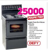Defy Fogao preto de 4 bocas DSS-494