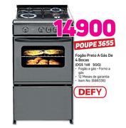 Defy fogao preto a Gas de 4 bocas DGS 168 SGG