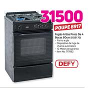 Defy Fogao a Gas preto de 4 Bocas 60cm DGS170