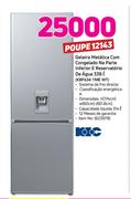 KIC Geladeira Metálica com Congelador na Parte Inferior e reservatorio de Agua 336Ltr KBF634 1ME WT