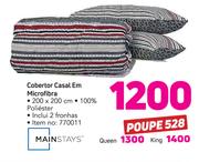 Mainstays Cobertor Casal em Microfibra inclui 2 fronhas