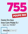 Mainstays Cesto em aco inox com Pedal-5Ltr