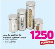 Jogo de vasilhas de vidro Em aco Inox 4 pecas