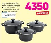Mainstays Jogo de Panelas em Ferro Fundido 6 Pecas