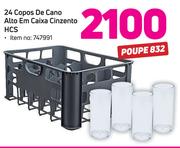 24 Copos de Cano Alto em Caixa Cinzento HCS
