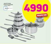 Mainstays Jogo de Panelas em aço Inox 18 Pecas