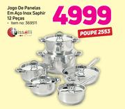 Tissolli Jogo de Panelas em aço Inox Saphir 12 Pecas
