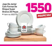 Jogo de Jantar com Formato de Ringue Super Branco 20 Pecas