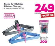 Simple Choice pacote de 10 cabides plasticos diversos-Por Pacote