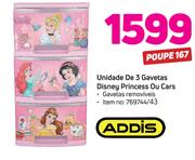 Addis unidade de 3 gavetas Disney Princess ou cars