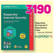 Kaspersky Seguranca de Internet 3 Dispositivo 1 Ano