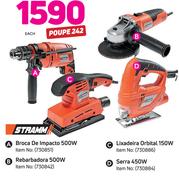 Stramm Broca de Impacto 500W & Rebarbadora 500W & Lixadeira Orbital 150W & Serra 450W cada