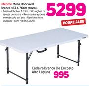 Lifetime Mesa dobrável branca 183 x 76cm