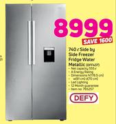 Defy 740Ltr Side By Side Freezer Fridge Water Metallic DFF437