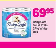 Baby Soft Toilet Rolls 2 Ply White-18's