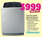 Hisense 16Kg Top Loader Washing Machine Silver WTQ1602S
