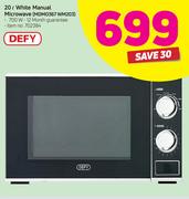 Defy 20Ltr White Manual Microwave MDM0367 WM203