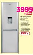 Defy 323Ltr Bottom Freezer Fridge Metallic DAC 517