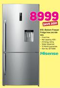 Hisense 610Ltr Bottom Freezer Fridge Inox H610BI-WD