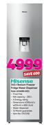 Hisense 340Ltr Bottom Freezer Fridge Water Dispenser Inox H340BI-WD