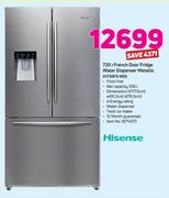Hisense 720Ltr French Door Fridge Water Dispenser Metallic H720FS-WD