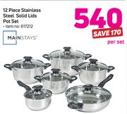 Mainstays 12 Piece Stainless Steel Solid Lids Pot Set-Per Set