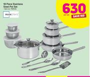 Mainstays 18 Piece Stainless Steel Pot Set-Per Set