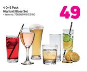 4 Or 6 Pack High Ball Glass Set